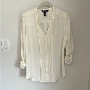 White House Black Market Cream Button Down Blouse